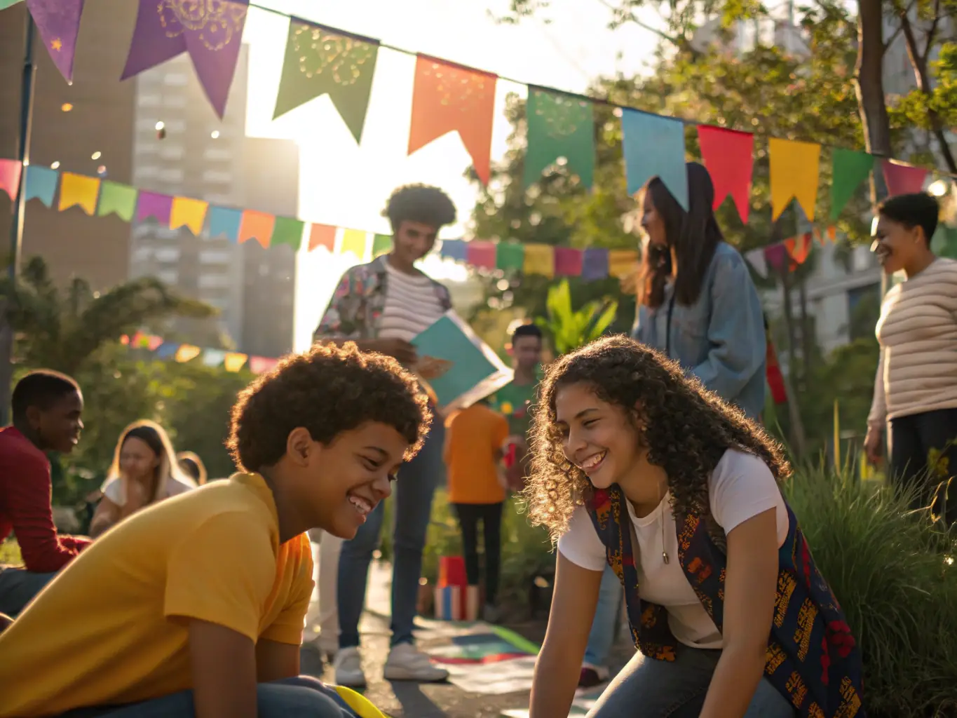 A lively community event with visitors enjoying period-themed activities, music, and local food in front of the museum, highlighting the Community Events program.